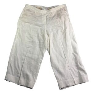 J Jill Love Linen Wide Leg Pants Women's 2XL White Bogo Coastal Side Zip EUC